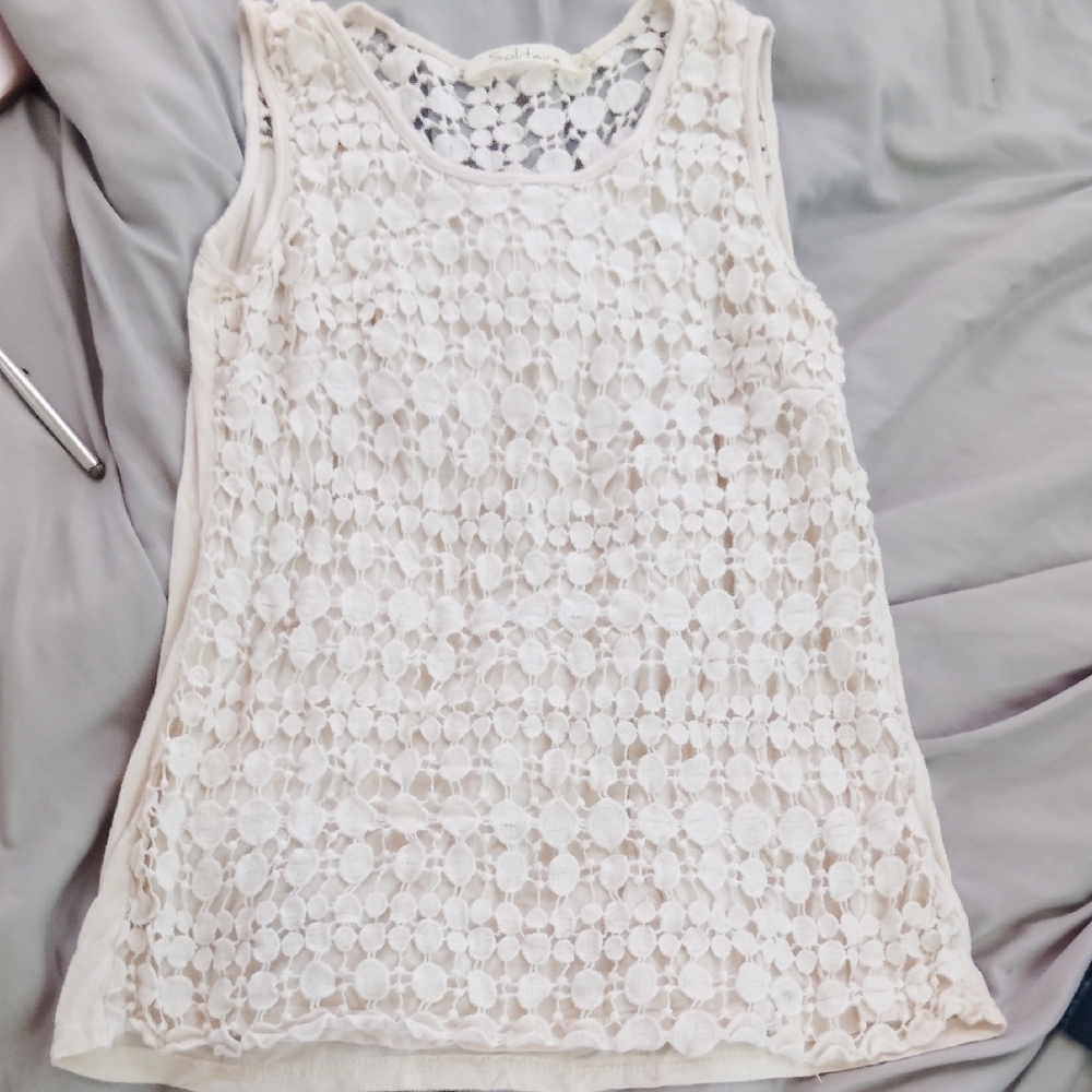Solitaire Cream Lace Tank Top